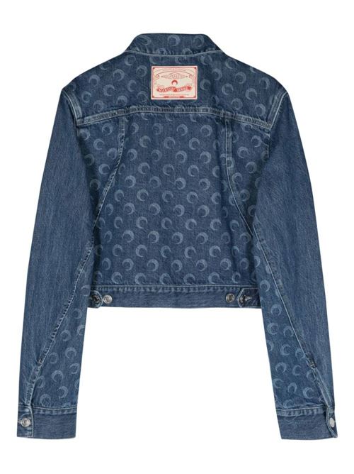 Indigo blue cotton washed jacket Marine Serre | WJA041DDEN0001BL50